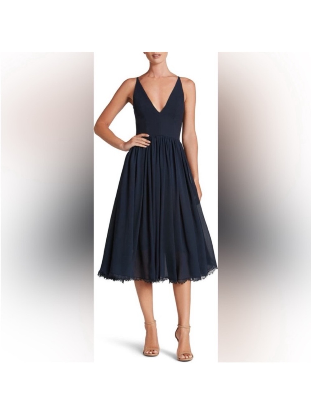 Dress The Population Alicia Mixed Media Midi Dress. Medium. NWT.